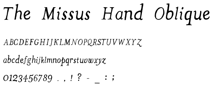 The Missus Hand Oblique font